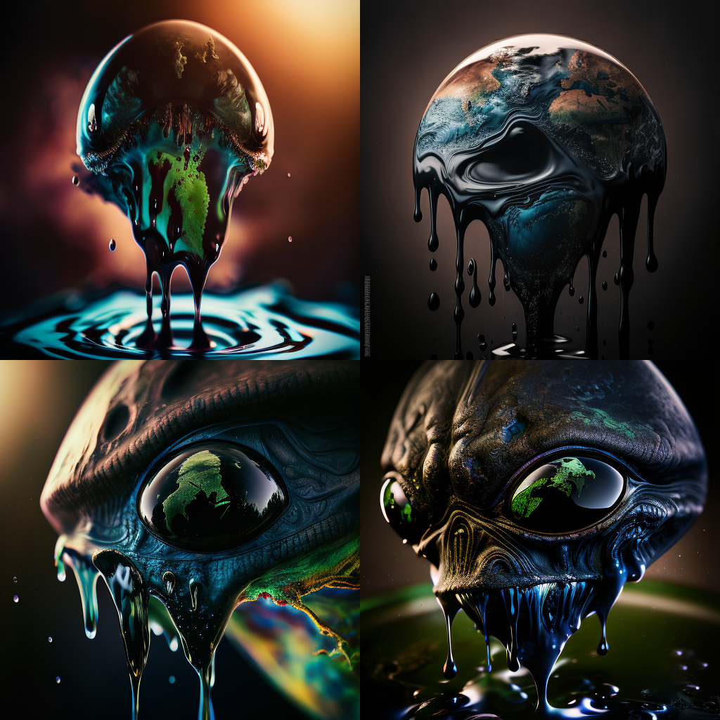 Black liquid alien world - set of 4